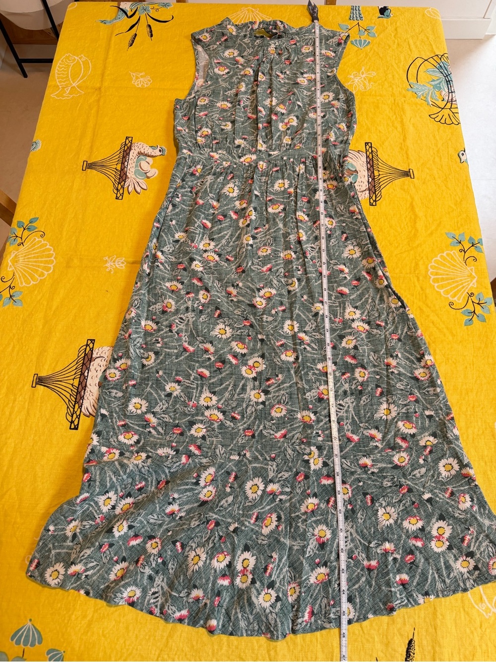 Cath Kidston London Green Floral Midi Dress with Pink and Yellow flowers, size S - Picture 10 of 11
